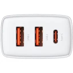 Зарядний пристрій Baseus Compact Quick Charger 2USB+USB-C 30W EU White - мініатюра 4