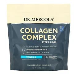 Коллагеновый комплекс типов l, ll и lll, Collagen Complex, Dr. Mercola, ваниль, 5 г, 309 грамм