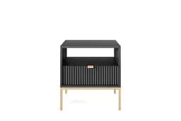 Тумба приліжкова Perfect Home Нова / Nova з 1 шухлядою і золотими ніжками S54 Чорний (PFH-091254)