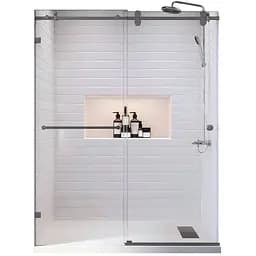 Дверь в нишу Koer SR SD06-140x220-TR-07 прозрачное стекло Easy Clean 8 мм, graphite KR5369, универсальная, прозрачная, графит