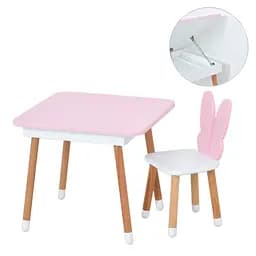 Столик зі стільцем "Метелик" 05-025R-BOX з ящиком, рожево-білий