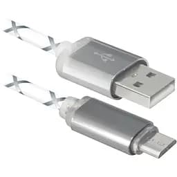 Дата кабель USB 2.0 AM to Micro 5P 1.0m GrayLED backlight Defender (87554)