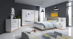 Шафа для одягу Perfect Home Арко / Arco 4-дверна з дзеркалом 4D2S/220 Білий глянець/дуб грандсон (PFH-091041) - мініатюра 8