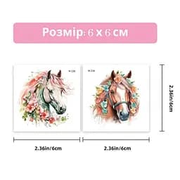 Набір тимчасових татуювань "Коні" Fresh Tattoo Horses-20-01 розмір 6х6 см - мініатюра 3