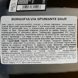 Ігристе вино Borgofulvia Spumante Bianco brut, біле, брют, 11,5%, 0,75 л - мініатюра 3