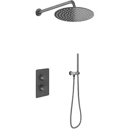 Душева система Kohlman Axel 25 graphite з термостатом + BOX прихованого монтажу KPL-QW432AG25, Графіт