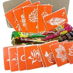 Набір кольорової хни з трафаретами для біо-тату №4 Fresh Tattoo color-henna-set-04 - мініатюра 3
