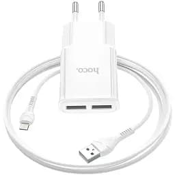 Зарядное устройство блок и кабель Lightning Hoco Star round C88A набор белый