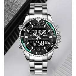 Тактичний водостійкий кварцовий годинник Skmei Daytona silvery - мініатюра 3