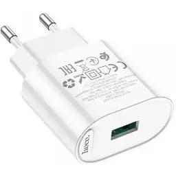 Зарядное устройство блок адаптер Hoco C109A Fighter 1USB 18 вт белое