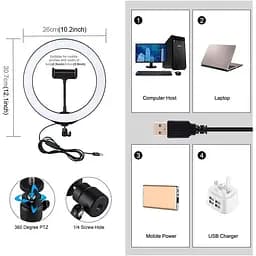 Кільцева USB LED лампа Puluz PU397 10.2" - мініатюра 2