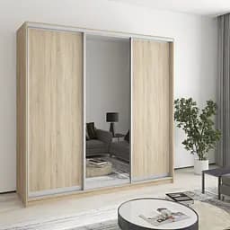 Шкаф-купе трехдверный MebelStar Стандарт AL 2ДСП/Зеркало 210x60x240 см Дуб сонома (MBS-1544)