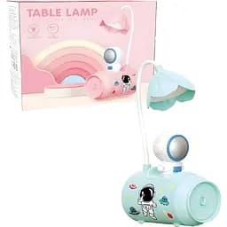 Дитяча настільна лампа Космонавт баночка блакитна (348F)