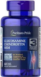Препарат для суглобів і зв'язок Puritan's Pride Chondroitin Glucosamine MSM 3 Per Day Formula, 60 каплет