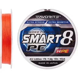 Шнур Favorite Smart PE 8x 150м #1.5/0.202 mm 17lb/11.4 kg Красный (1013-1693.10.84)
