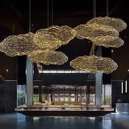 Декоративная люстра-облачка LED CLOUD в золотом корпусе 80х45 см Ст. MJ 83-800 GD Line F