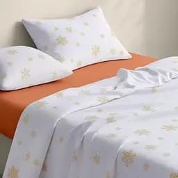 Комплект постільної білизни Cosas Snowflakes gold CS3 Підлітковий фланель золотистий (Flannel_SnowflakesGold_El90-29Amber_155) - мініатюра 2