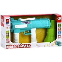 Мыльные пузыри 8012K-2 автоматический бластер, со светом, запаска 8.5 см, 48 см, на батарейках голубой