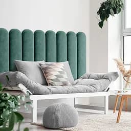 Стінова панель, з закругленим краєм, оксамитове узголів'я ліжка, блакитна 30*100*4 см