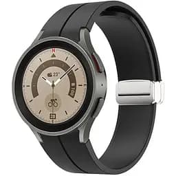Ремешок Primolux Magnetic Silicone для часов Samsung Galaxy Watch 4/Watch 5/Watch 5 Pro Black Silver M/L