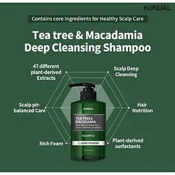 Шампунь для волосся Kundal Tea Tree & Macadamia Deep Cleansing Shampoo Baby Powder проти лупи з ароматом дитячої присипки натуральний 500 мл - мініатюра 4