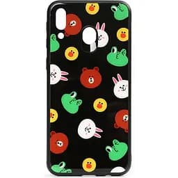 Чохол-накладка Toto Cartoon Print Glass Case Samsung Galaxy M20 Line friends Black