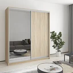 Шафа-купе дводверна MebelStar Уні AL ДСП/Дзеркало 180x45x210 см Дуб сонома (MBS-2616)