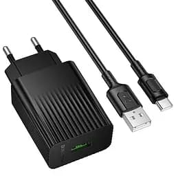 СЗУ Borofone BAS72A Source QC3.0 (1USB-A) + кабель USB to Type-C Black