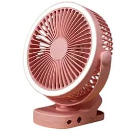 Вентилятор настольный беспроводной D1 с прищепкой и подсветкой розовый