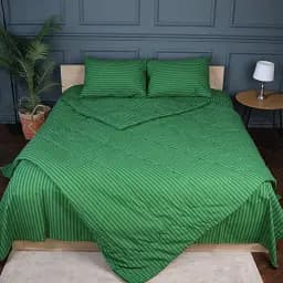 Літній постільний комплект MirSon №2936 Сolor Fun Line Stripe Emerald Вовна 200х220 см смарагдовий (2200010962734) - мініатюра 3