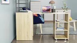 Стіл-тумба трансформер Смарт 4/1 з етажеркою Ferrum-decor 1430x1450x500 Чорний метал ДСП Дуб Сонома 16 мм (FRD-105126) - мініатюра 9