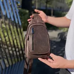 Чоловічий слінг 17х30х6 зі шкіри крейзі хорс для телефону Tiding Bag 6349 коричневий 17 см - мініатюра 1