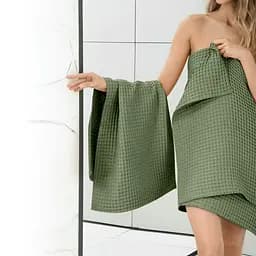 Рушник вафельний Cosas Greek Waffle Olive 115x180 см, оливковий - мініатюра 5