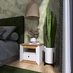 Тумба приліжкова Еверест Нордік-500 Білий/Дуб крафт золотий (EVR-5543)