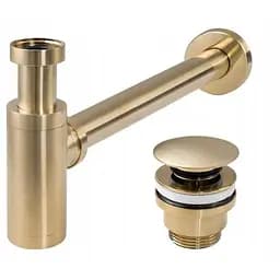 Сифон універсальний для умивальника Rea L.gold mat T click-clack золотий матовий REA-A8586, Золотий