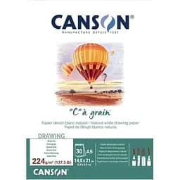 Склейка для ескізів та рисунку Canson Càgrain 224г/м2 30л білий папір