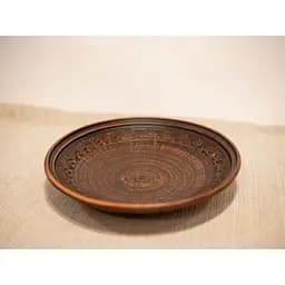 Фруктівниця керамічна 26 см (глиняна)  різьблена коричнева