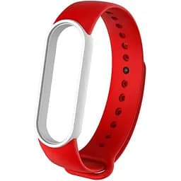 Ремінець Uwatch Replacement Silicone Band For Xiaomi Mi Band 5/6/7 Red/White Frame