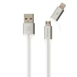 Кабель combo Micro-USB + Lightning Remax Aurora RC -020t серебристый с подсветкой