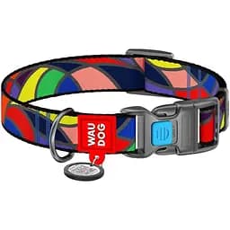 Нашийник для собак Waudog Nylon Вітраж, з QR-паспортом, пластиковый фастекс, XL, 35-58х2,5 см