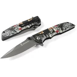 Нож складной Browning-DA80-1, ручка сталь с рисунком, длина 225 мм, 265 гр, Box