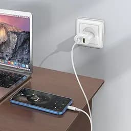 Мережевий зарядний пристрій Hoco C95A Lineal PD20W+QC3.0 + Cable USB-C to Lightning White [757326] [76051] - мініатюра 11