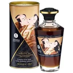 Разогревающее масло Shunga Aphrodisiac Warming Oil Creamy Love Latte без сахара, вкусный 100 мл