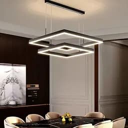 Чорна люстра з двома підвісними квадратами 60 та 80 см | Line F | Арт. MJ223-800+600 BK