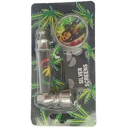 Трубка курительная + гриндер для измельчения табака HL-YD-305 Конопля Silver Black (10915)