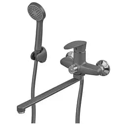 Змішувач для ванни Plamix Cezar-006 Euro SET (зі шлангом лійкою та кронштейном) graphite PM0691 Графіт