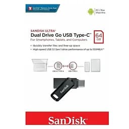 Флеш-накопичувач SanDisk USB 3.1 Ultra Dual Go Type-C 64Gb (150 Mb/s) (SDDDC3-064G-G46) - мініатюра 2