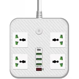 Мережевий фільтр Voltronic TBT90 4 розетки + 3 USB 2 м 3х0.75 мм 3000W White