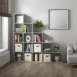 Книжная полка стеллаж Vays M-5 Бетон с 15 ячейками этажерка для дома игрушек и декора ЛДСП 178x29x178 см