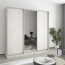 Шкаф-купе трехдверный MebelStar Стандарт AL 2ДСП/Зеркало 210x45x240 см Аляска серый (MBS-1564)